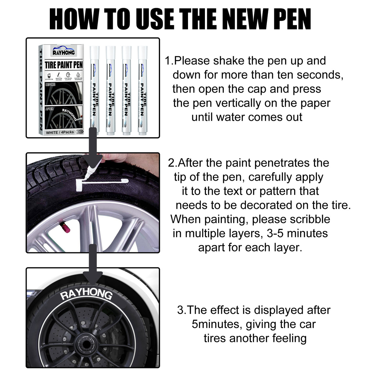 Tire Paint Pens for Bold White Tire Sidewall Lettering