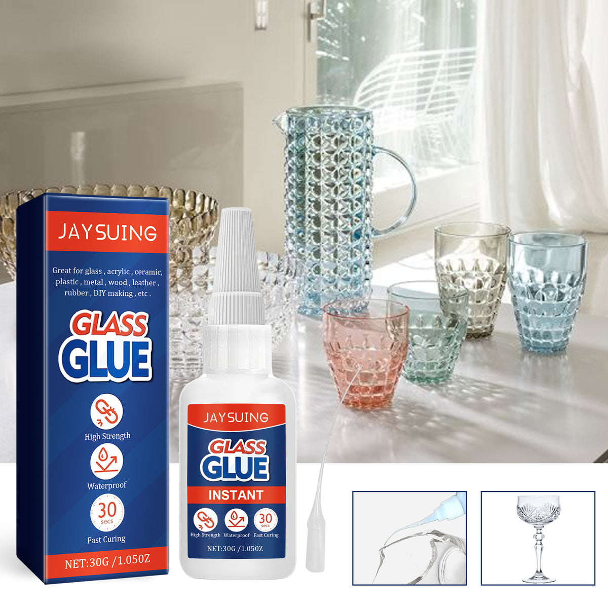 Glass Glue for Fast Waterproof Household Repairs at Home