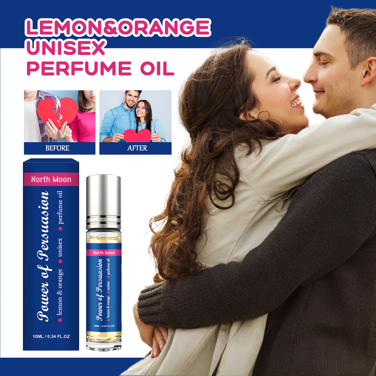 North Moon Charm Ball Perfume Oil, Fresh Citrus Duo Scent