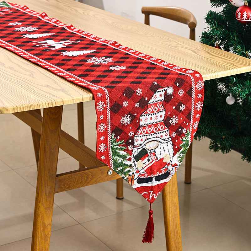 Christmas Table Runner with Festive Santa Table Decor