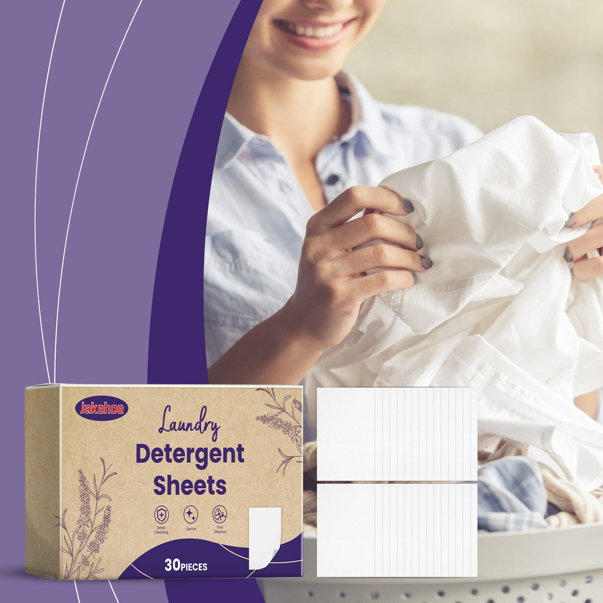 Laundry Detergent Sheets for Fresh Lavender-Scented Laundry