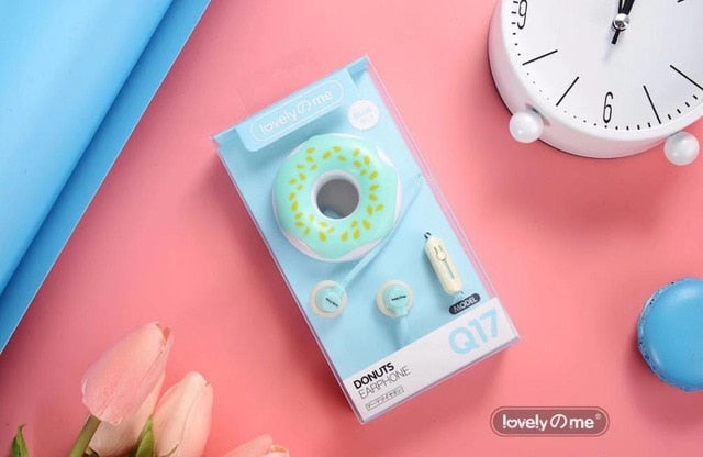 Cute Donut Wired Earphones with Mic, Pastel Colors