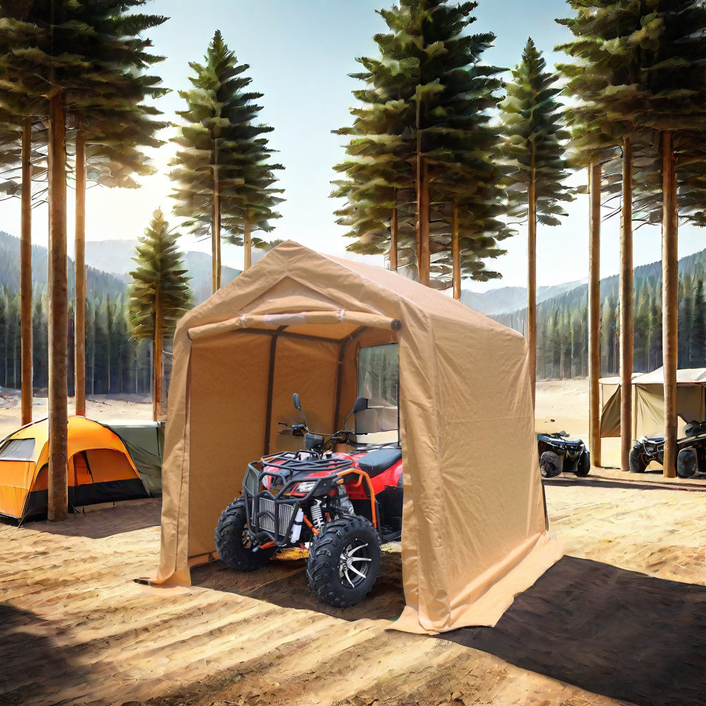 Portable Outdoor Storage Shelter 7x8 ft with Zipper Doors