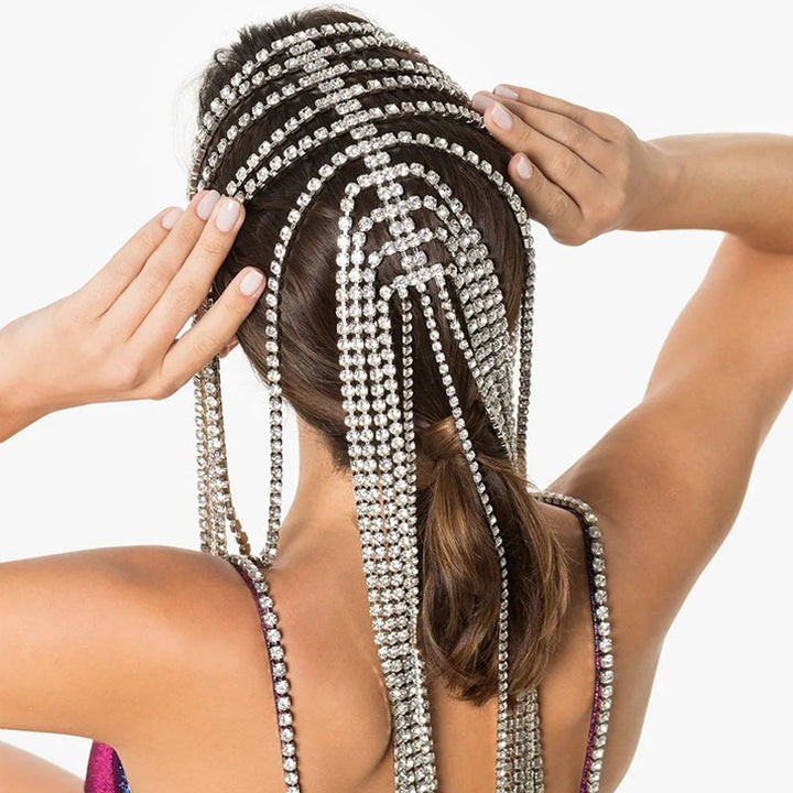 Rhinestone Tassel Headpiece for Dramatic Event Style