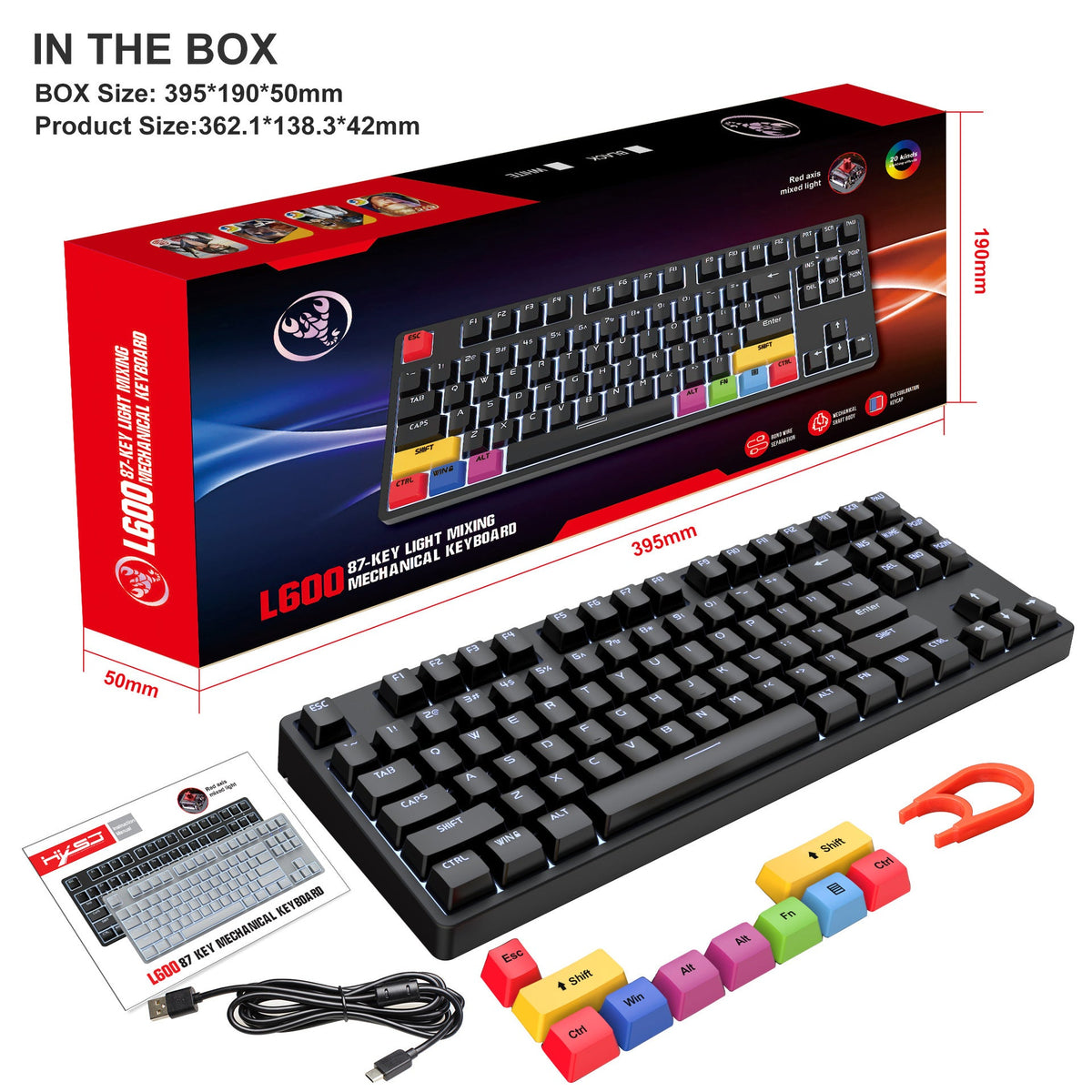 Compact Mechanical Gaming Keyboard: 87 Keys, Red Axis