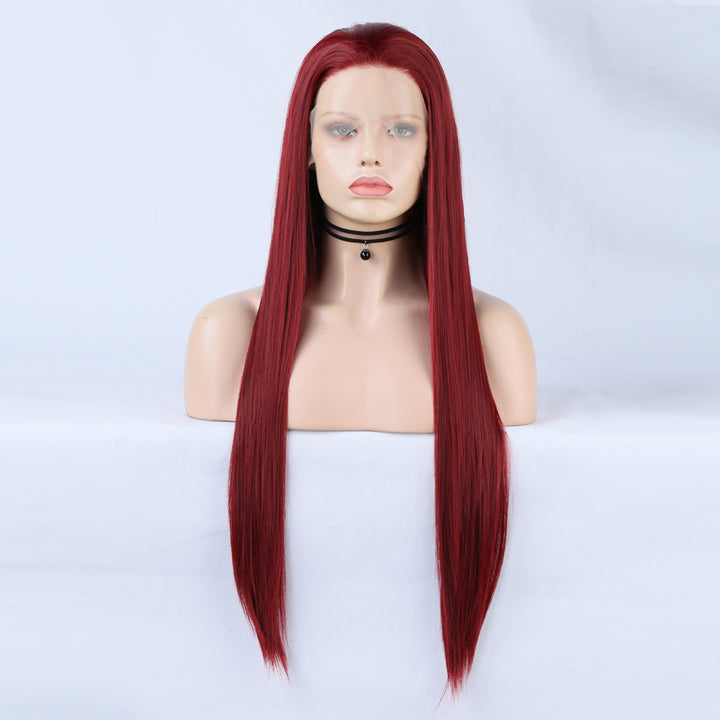 Long Straight Lace Front Wine Red Wig for Instant Glamour