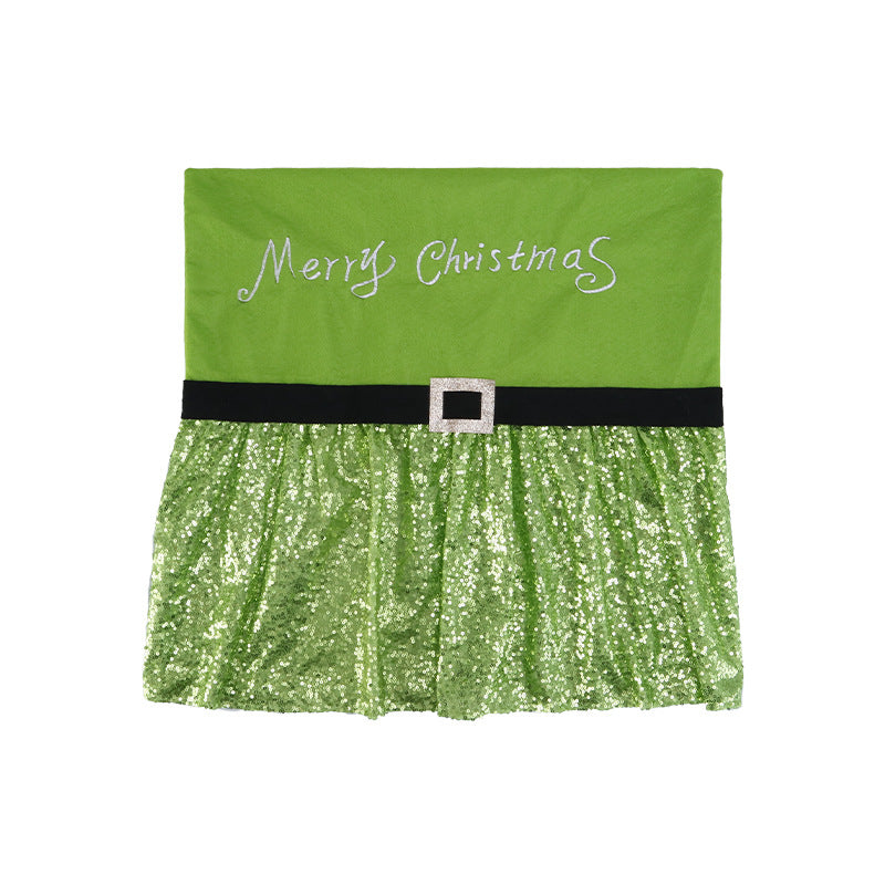Christmas Chair Covers With Sparkling Santa Belt Design