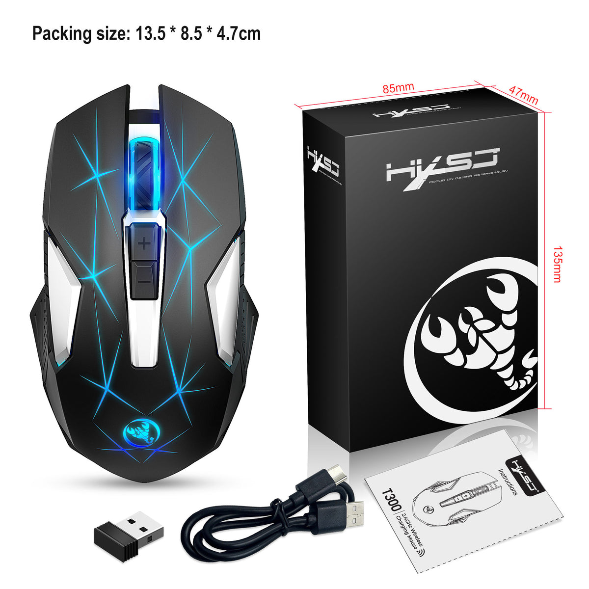 Wireless 2.4G RGB Mouse with 7-Colour Backlight