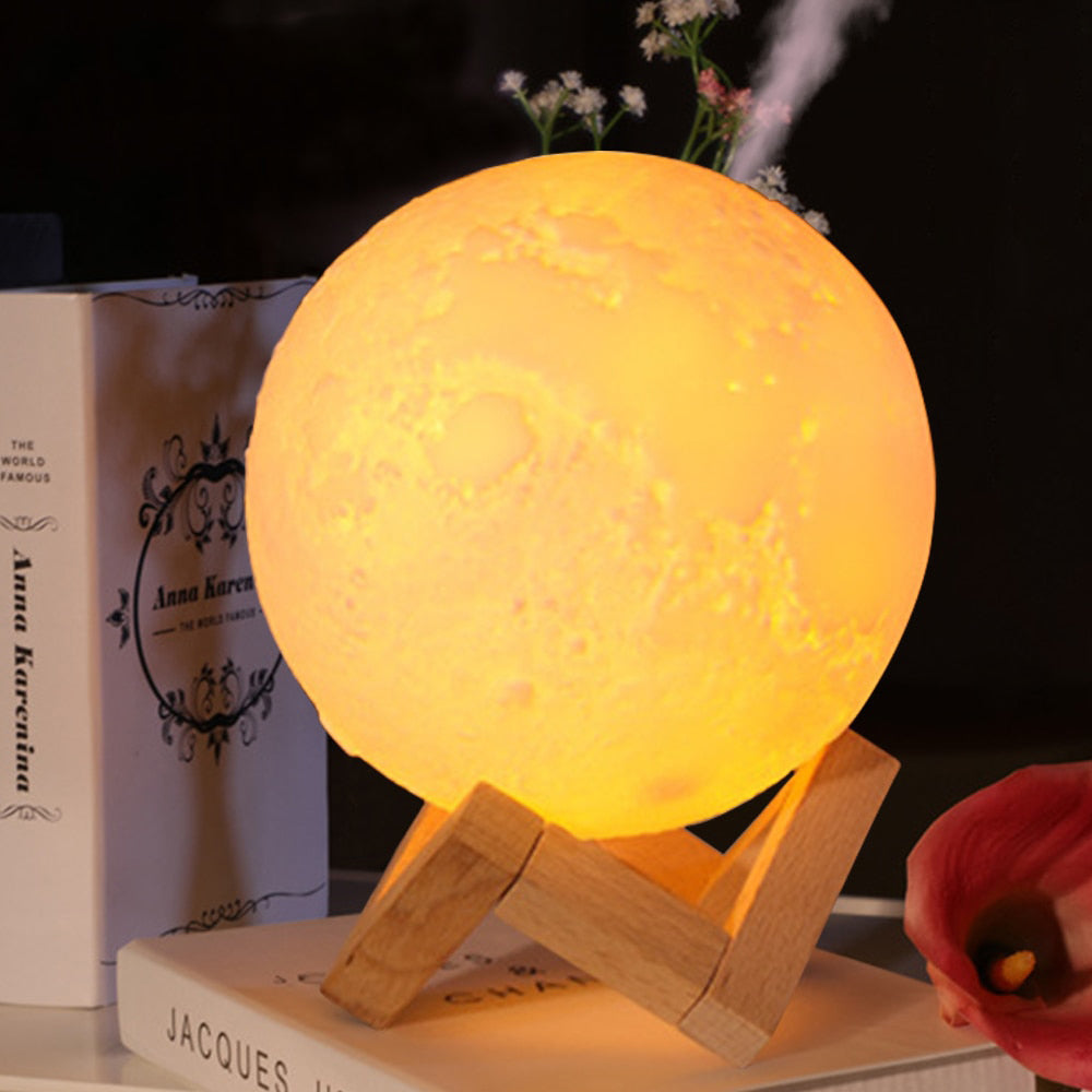 3D Moon Lamp Humidifier with Night Light, 880ml Tank