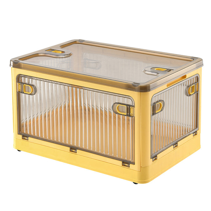 Collapsible Storage Box with See-Through Doors and Wheels