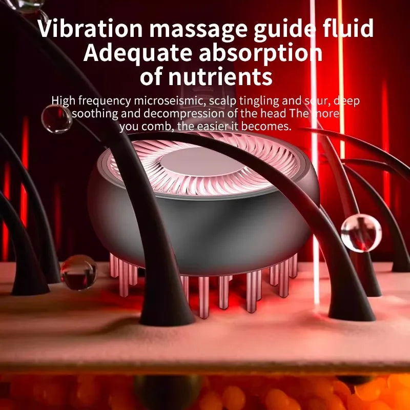 Electric Scalp Massager With Serum Guide and Red Light