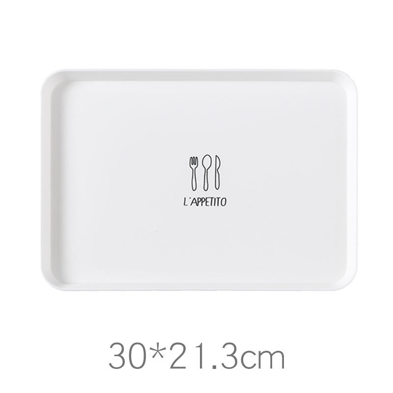 Nordic Rectangular Breakfast Plate, Matte White Plastic