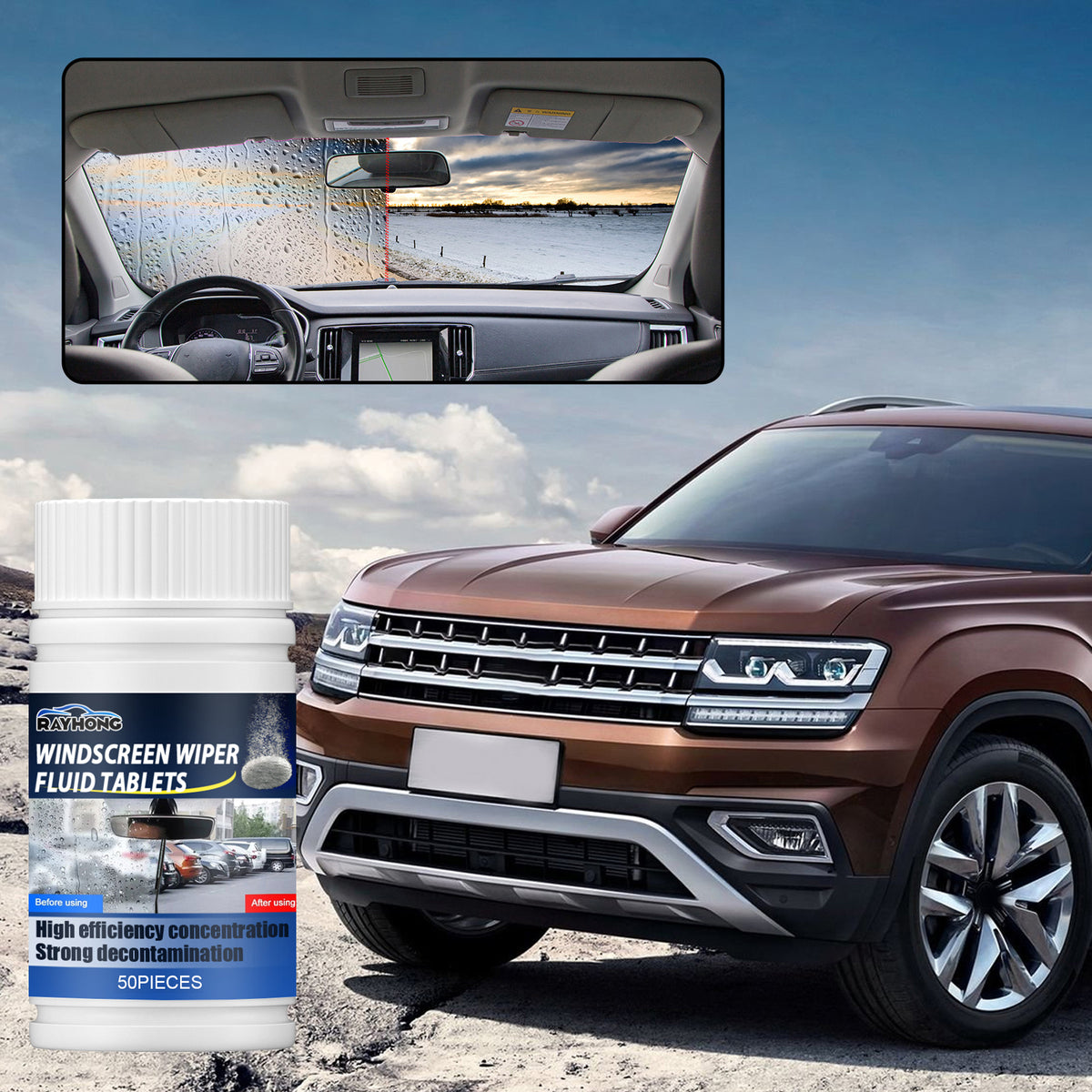 Windshield Cleaner Tablets for Clearer, Safer Driving