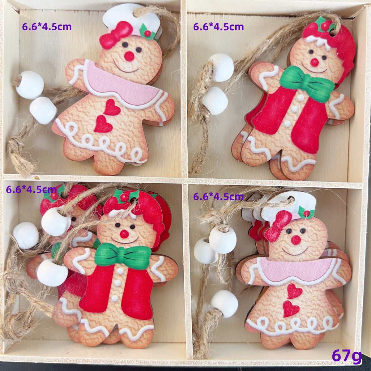 Wooden Gingerbread Ornaments for Rustic Christmas Decor
