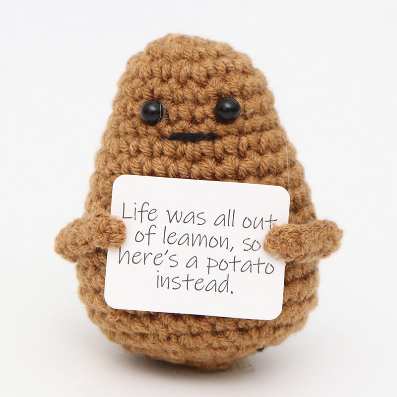 Crocheted Encouragement Doll for Cheerful Desk Decor