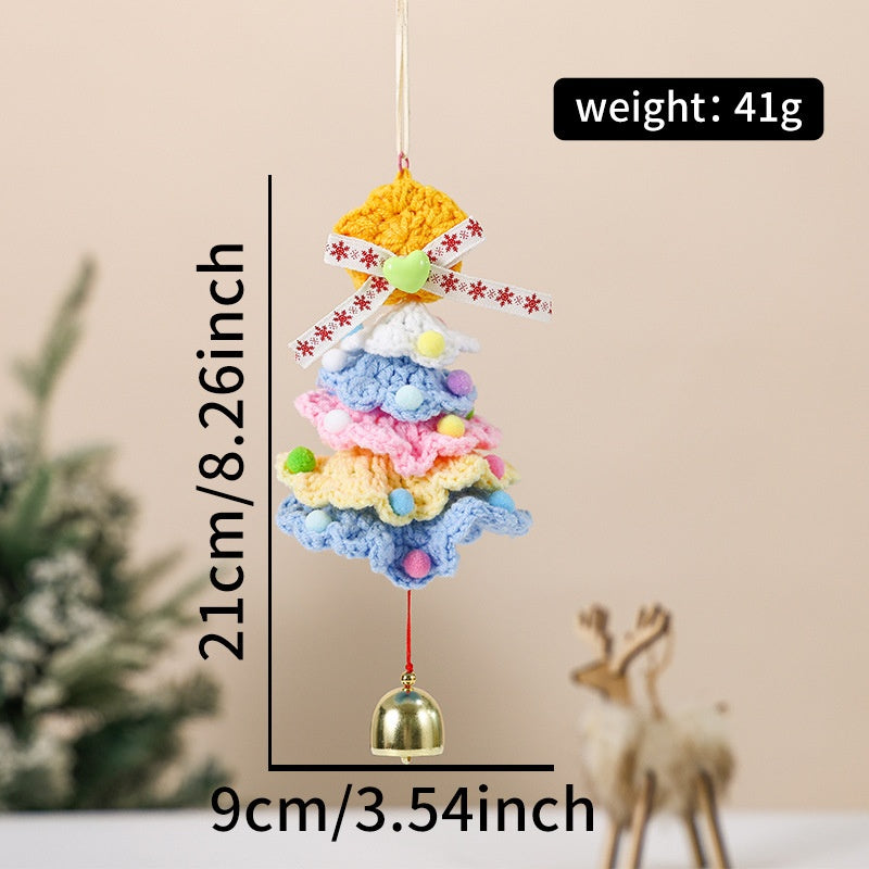 Knitted Christmas Tree Hanging Ornament With Festive Bell