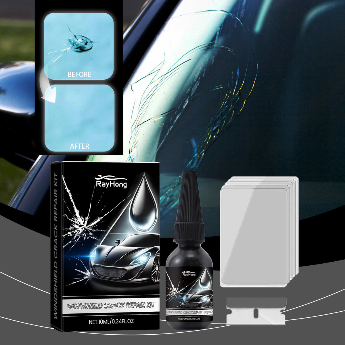 DIY Windshield Repair Kit for Small Cracks & Chips