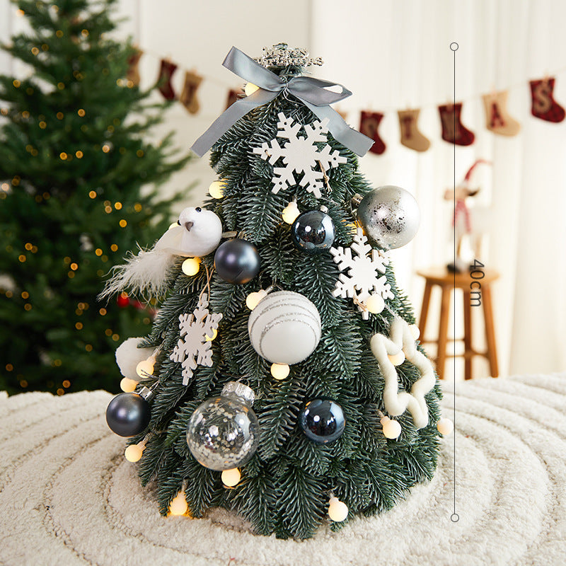Mini Blue Christmas Tree Decoration | Lit Desk Tree