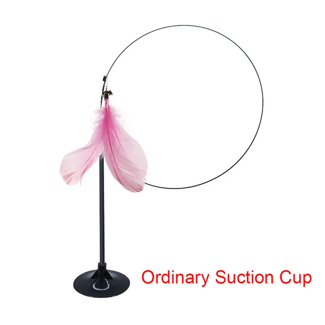 Interactive Feather Cat Toy Wand with Suction Base