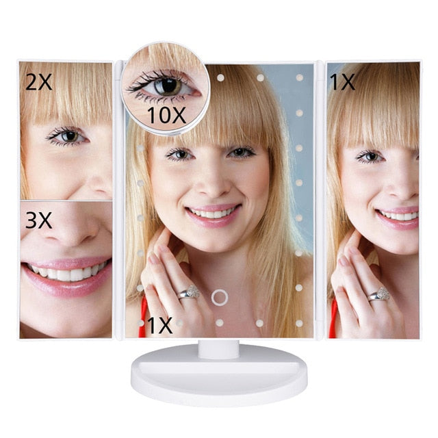 22 LED Lights Touch Screen Makeup Mirror 1X 10X Table Deskto