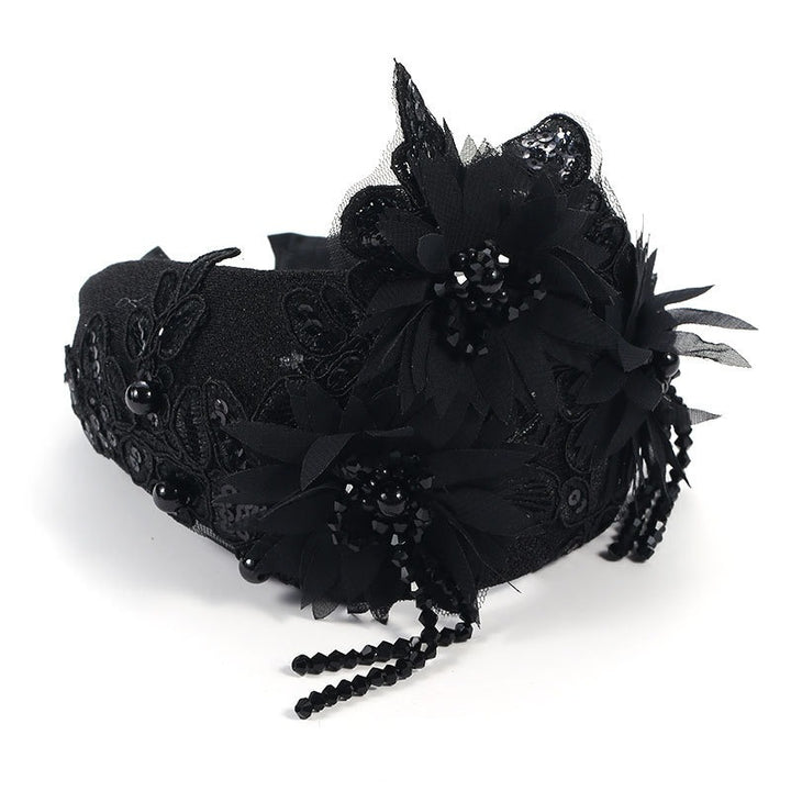Embroidered Flower Hair Hoop for Romantic Event Style