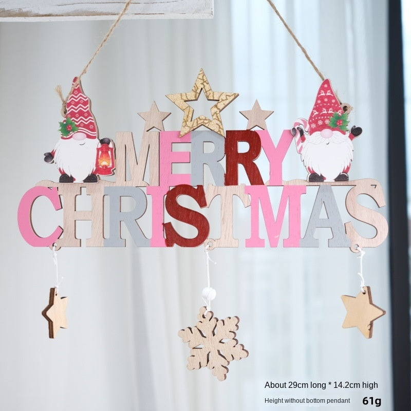 Wooden Christmas Hanging Sign for Festive Door Decor