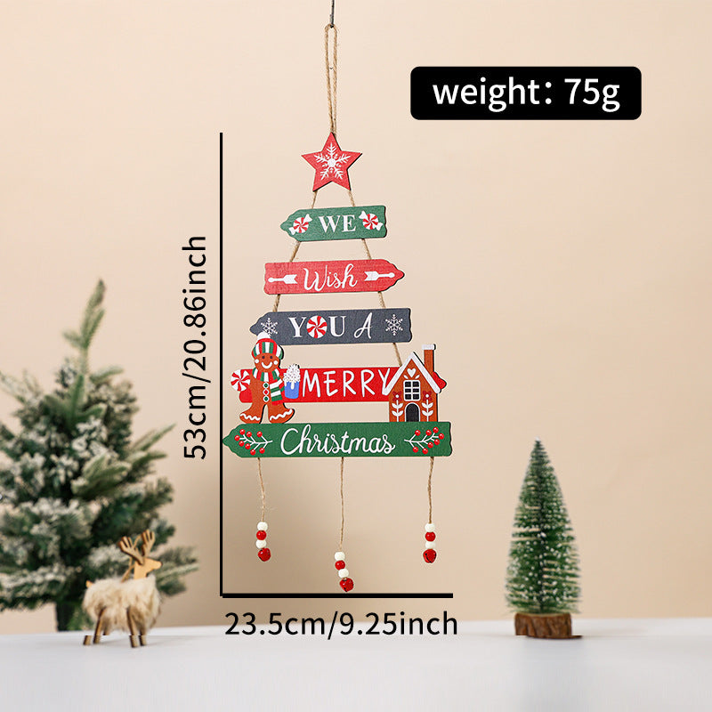 Wooden Christmas Hanging Sign - Rustic Holiday Wall Decor