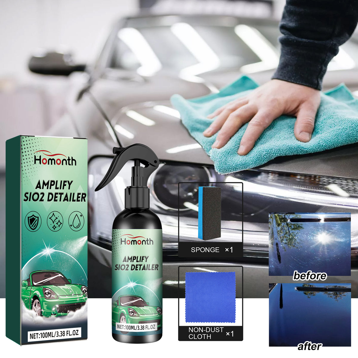 SiO2 Spray Detailer for Instant Car Shine & Protection