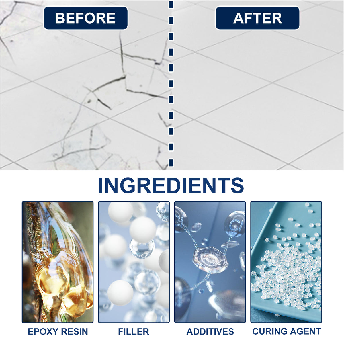Tile Repair Adhesive for Clean Ceramic Surface Fixes