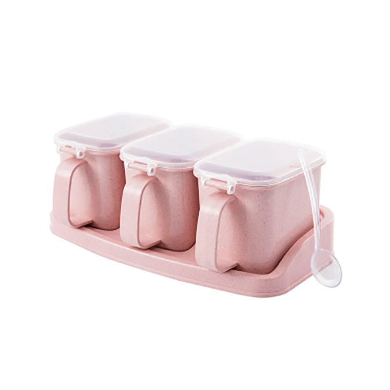 Kitchen Seasoning Box Set: Clear Lids, Tray & Spoons