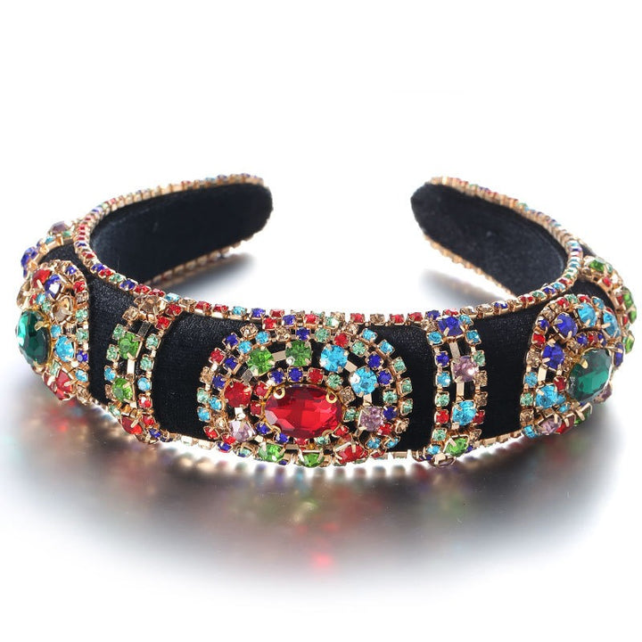 Velvet Rhinestone Headband for Glamorous Retro Style
