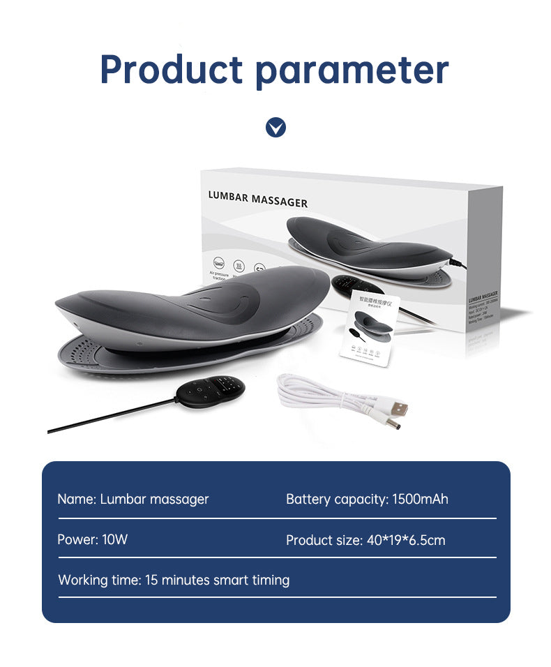 Lumbar Traction Massager — 10cm Stretch & Heat for Back Pain