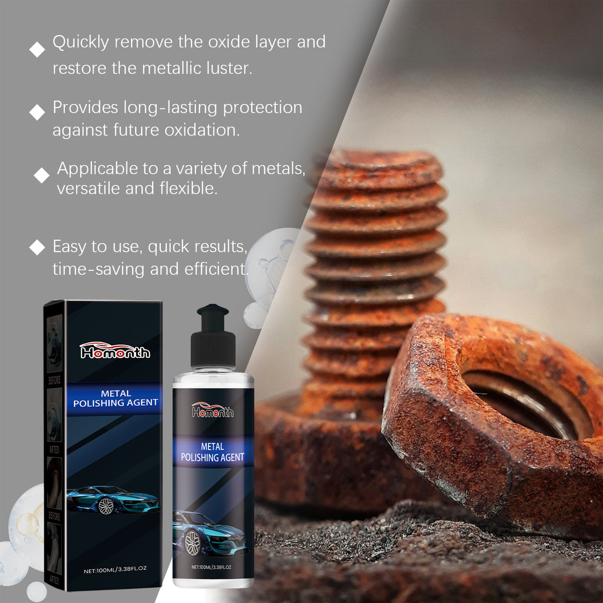 Automotive Metal Polish for Shine & Rust Protection