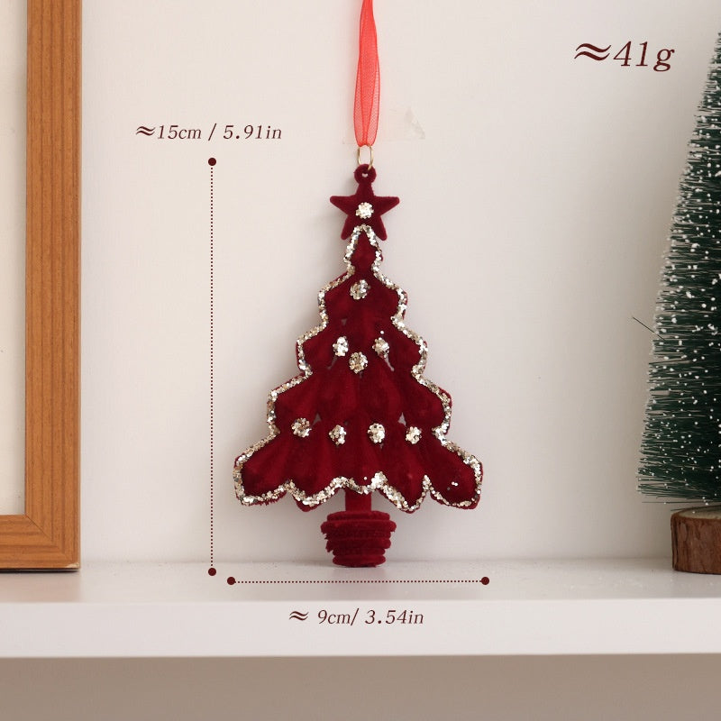 Velvet Red Christmas Ornaments With Sparkling Details