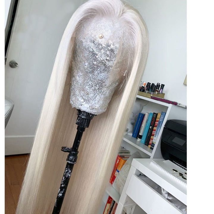 Long Straight Synthetic Wig – Platinum Blonde Hairpiece