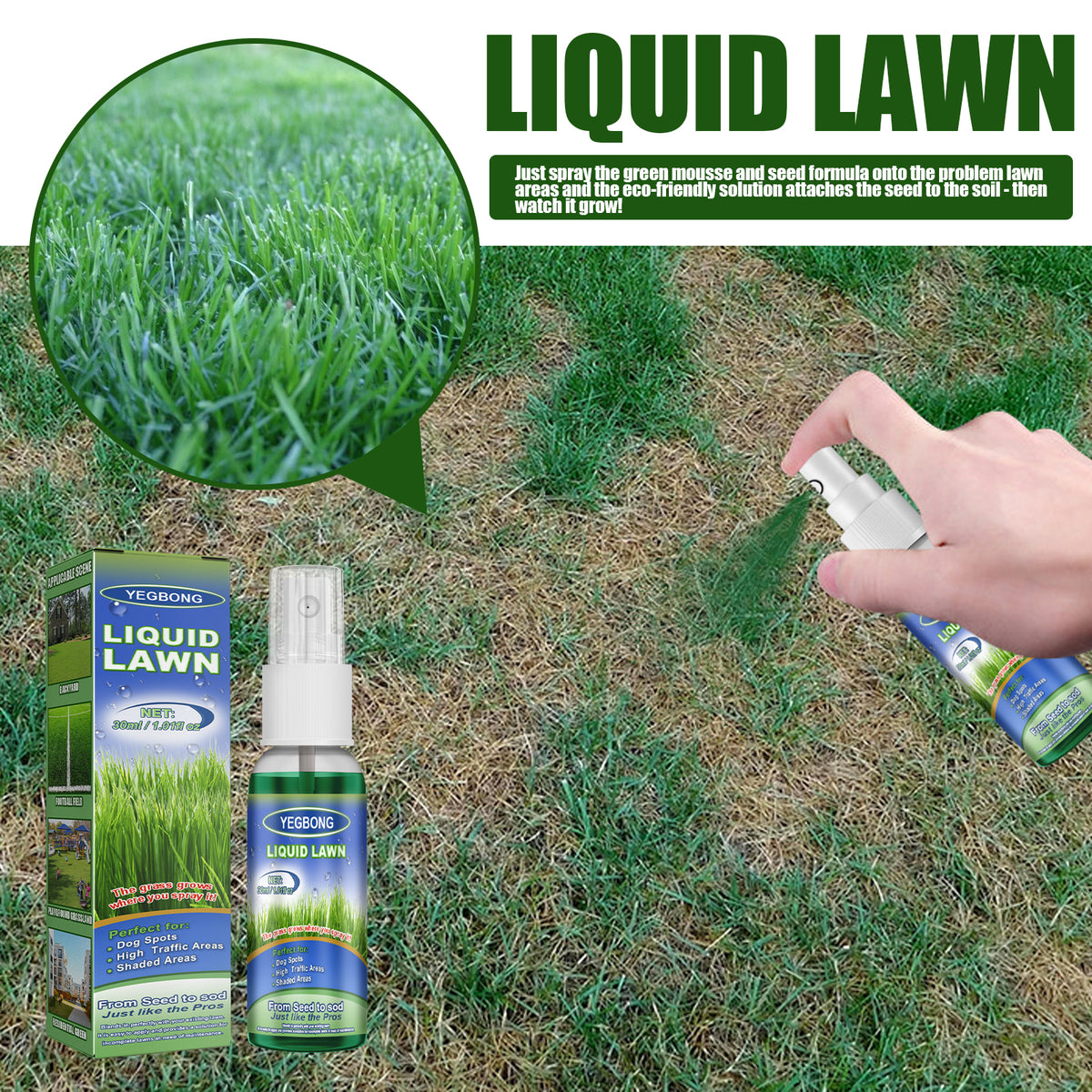 Lawn Grass Growth Spray for Targeted Lawn Patch Repair