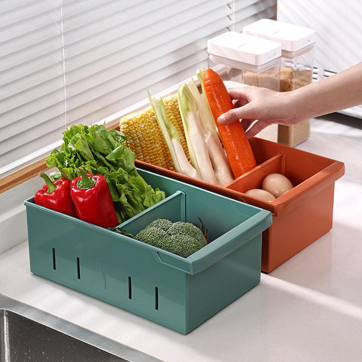 Fridge Storage Basket With Divider for Produce and Eggs