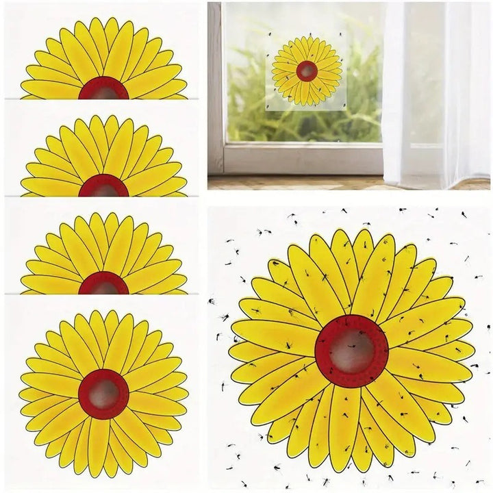 Sunflower Window Fruit Fly Traps, Sticky Indoor Catchers