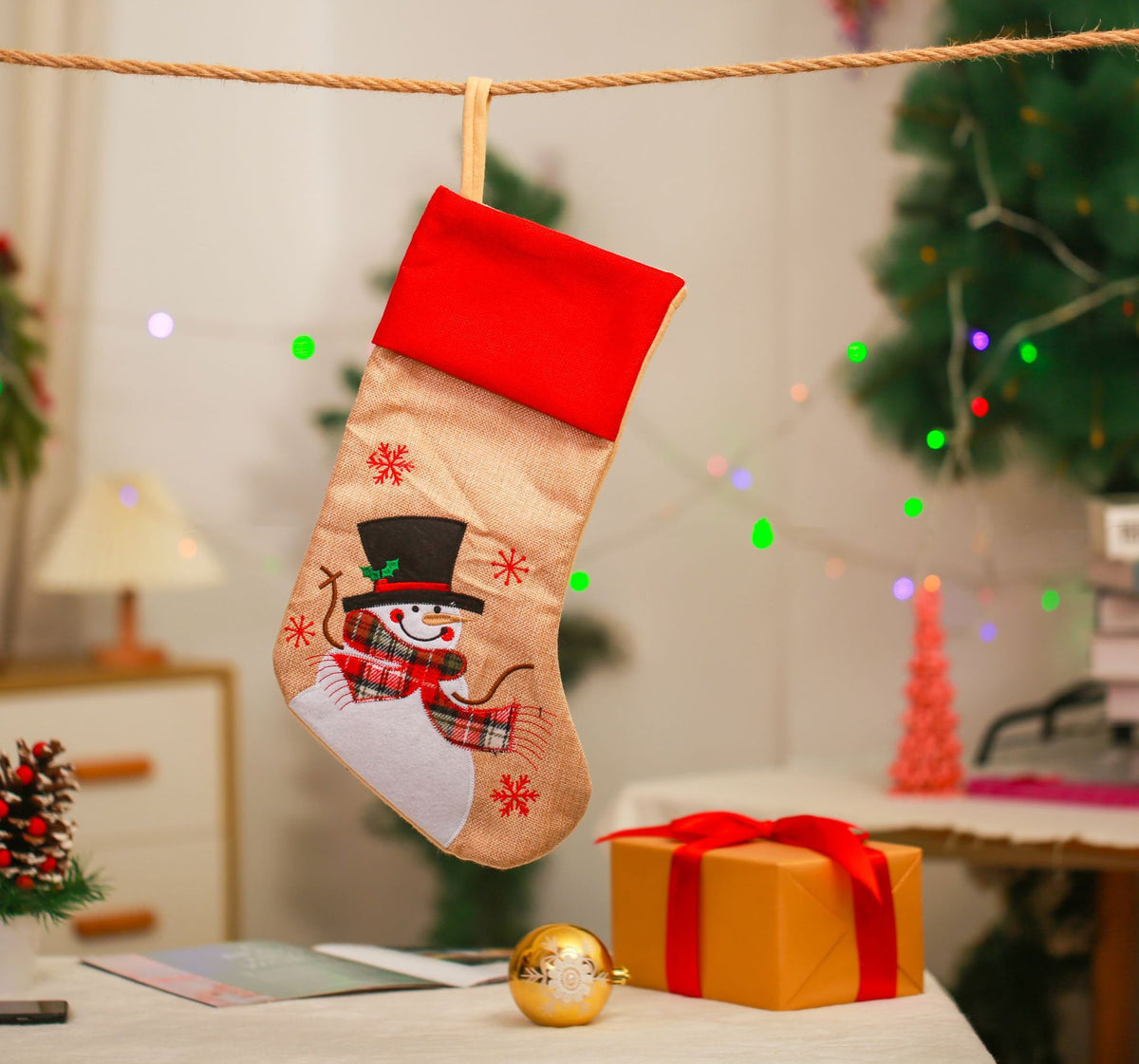 Linen Christmas Stocking for Cozy Holiday Gift Giving