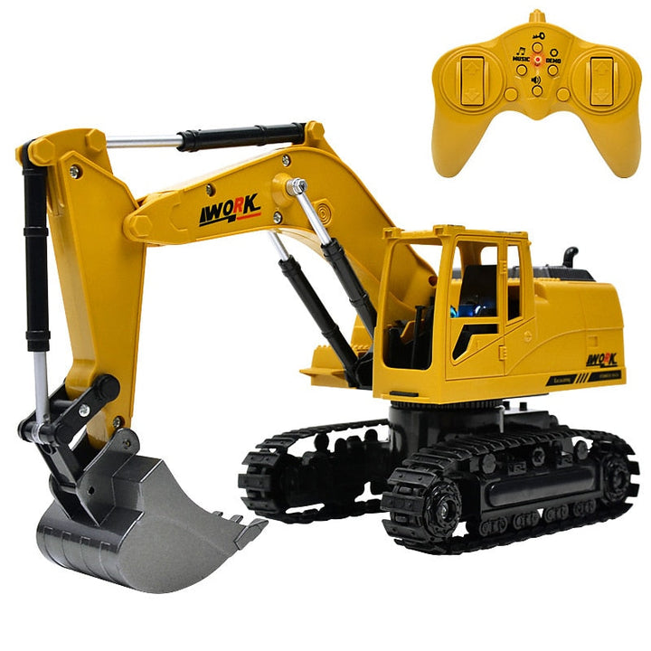 RC Excavator Toy with Lights, Music & Alloy Bucket