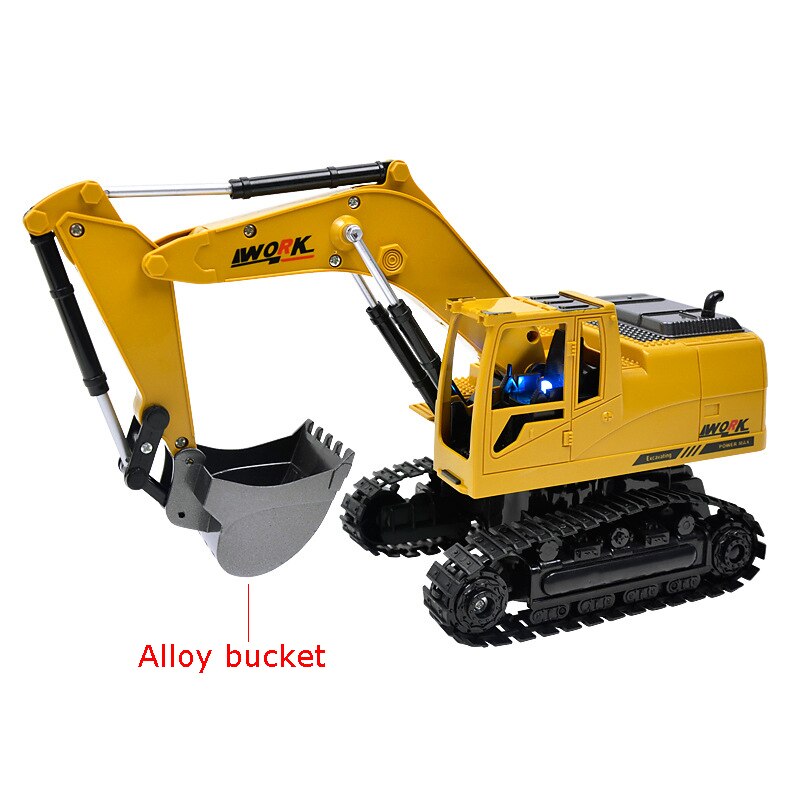 RC Excavator Toy with Lights, Music & Alloy Bucket