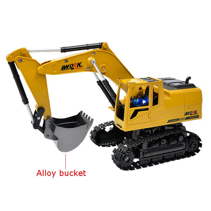 RC Excavator Toy with Lights, Music & Alloy Bucket