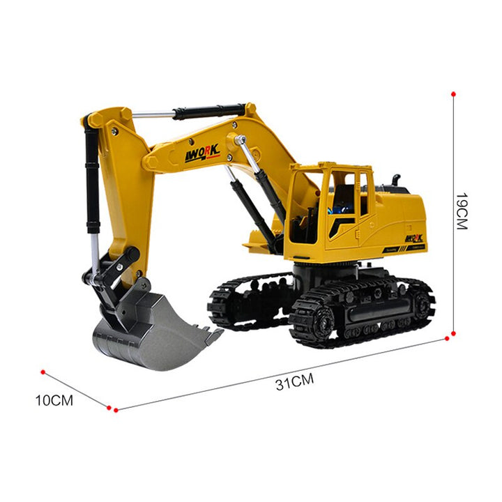 RC Excavator Toy with Lights, Music & Alloy Bucket