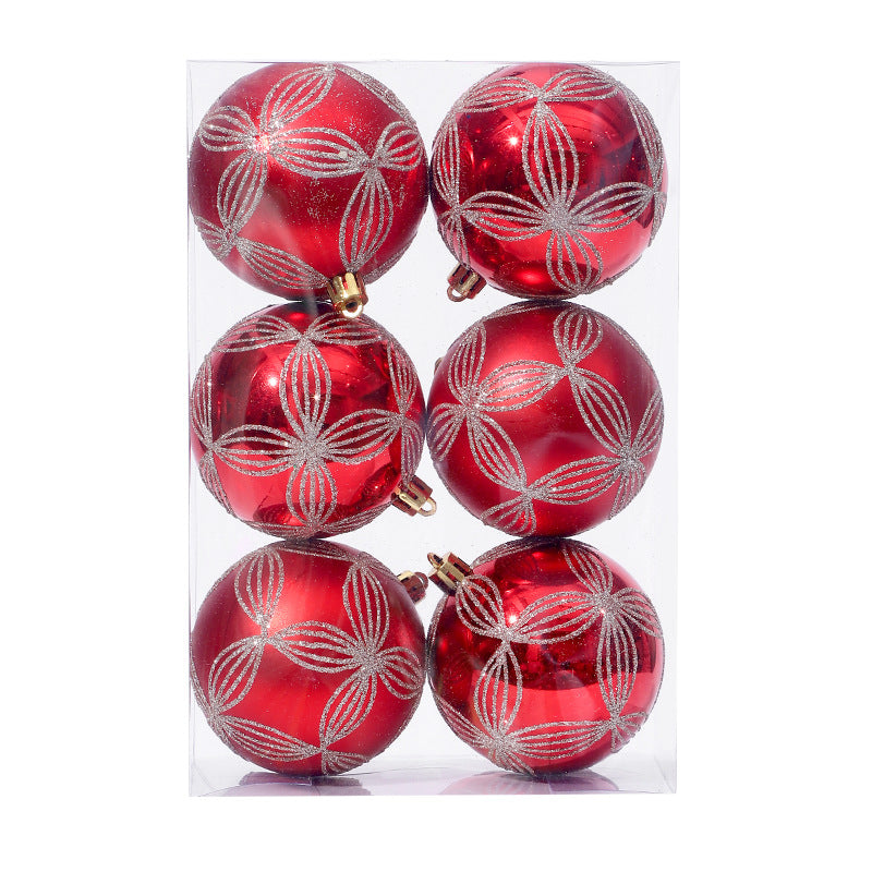 8cm Christmas Baubles - Red & Silver Glitter Ornament Set