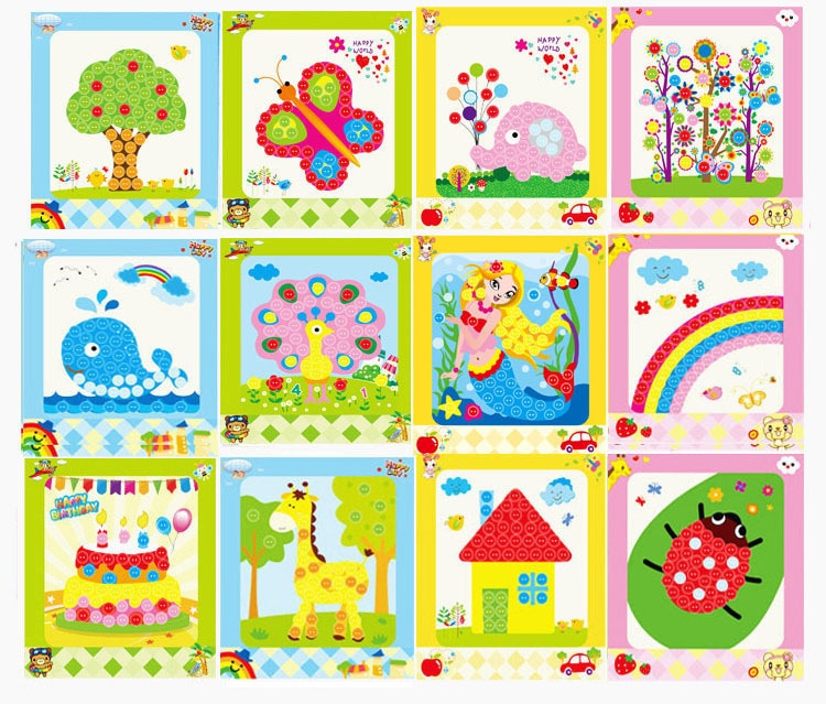 Kids Button Sticker Craft Kit for Creative Screen-Free Play