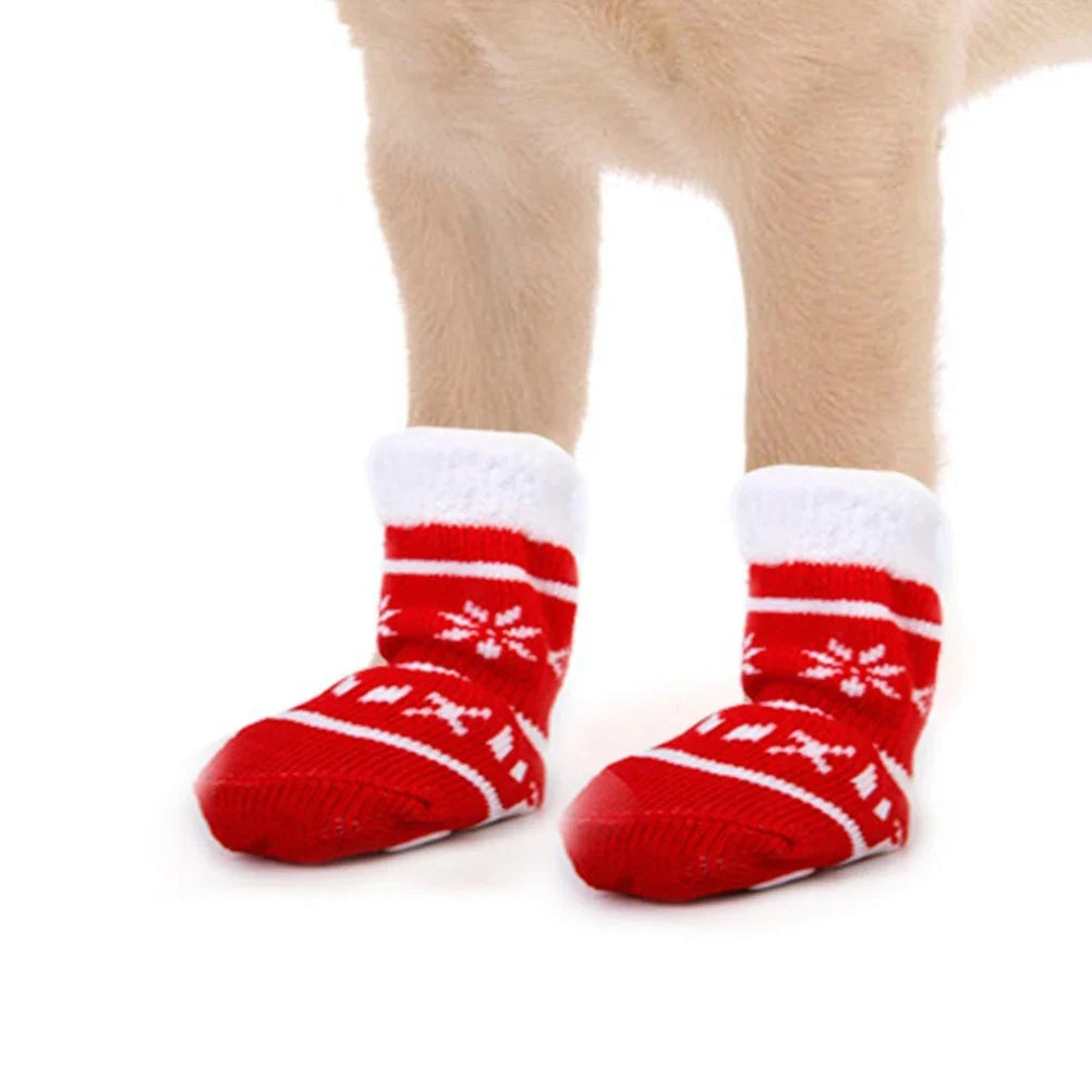 Pet Warm Cotton Socks with Anti-Slip Paw Protection