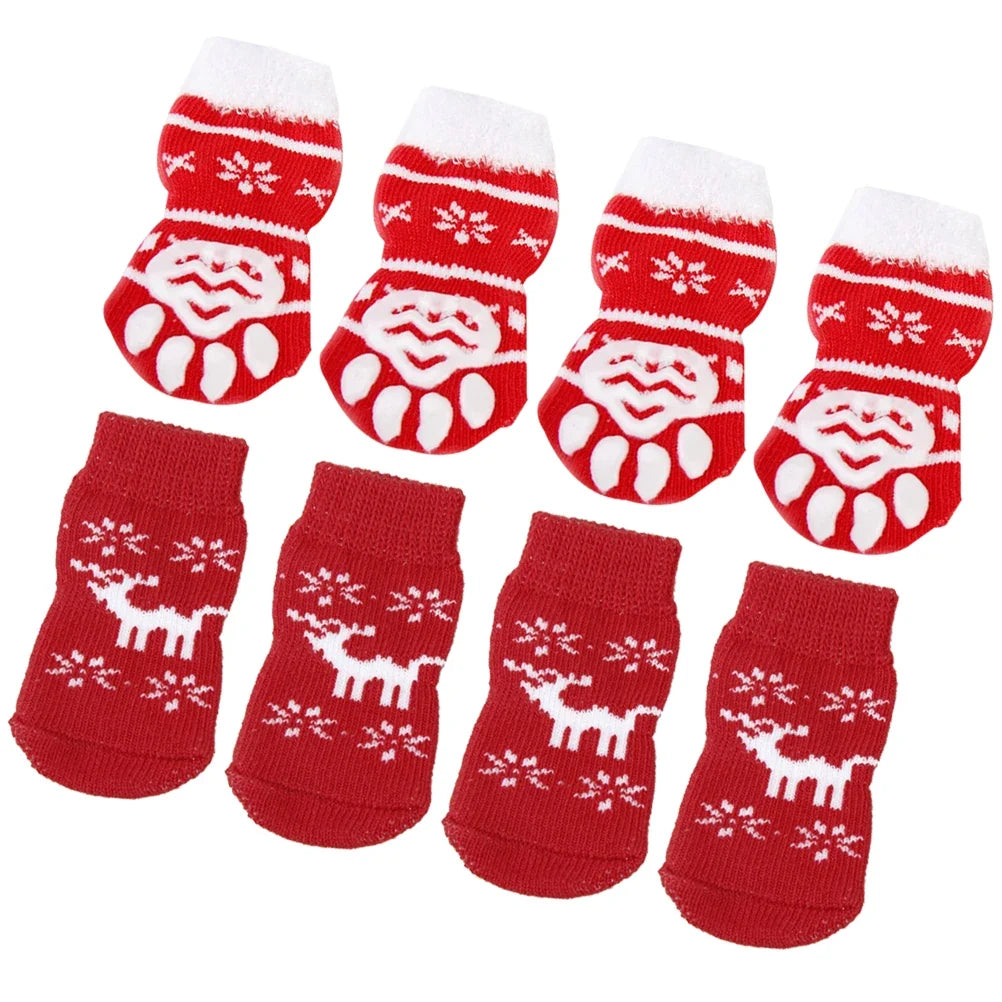 Pet Warm Cotton Socks with Anti-Slip Paw Protection