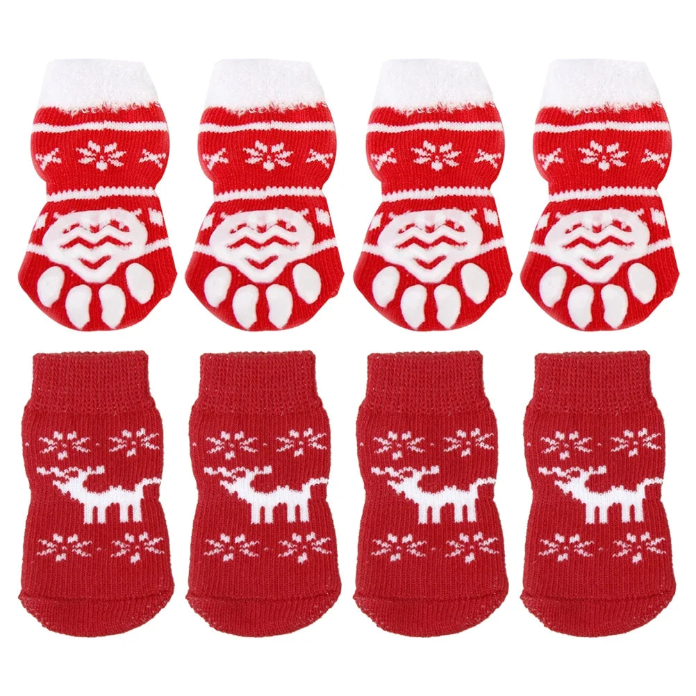 Pet Warm Cotton Socks with Anti-Slip Paw Protection