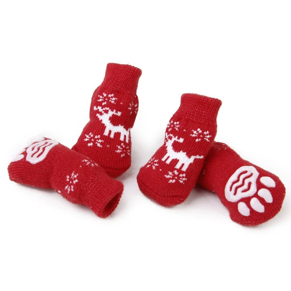 Pet Warm Cotton Socks with Anti-Slip Paw Protection