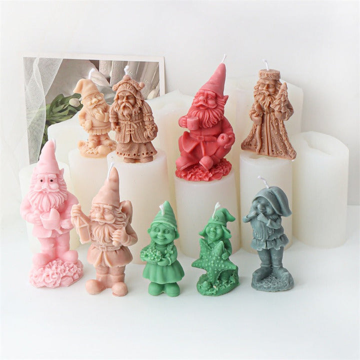 Christmas Gnome Candle Molds Set of 9 Silicone